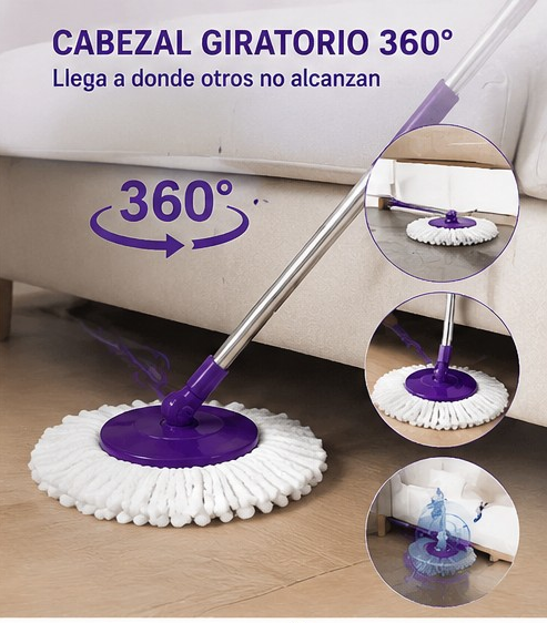 ✨ Mop Giratório 360° com Balde Centrífugo – Menos Esforço, Mais Higiene e Limpeza Impecável! ✨