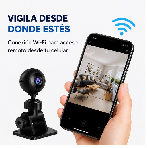 🔒 Mini Cámara WiFi HD 1080P – Seguridad Inteligente en la Palma de tu Mano